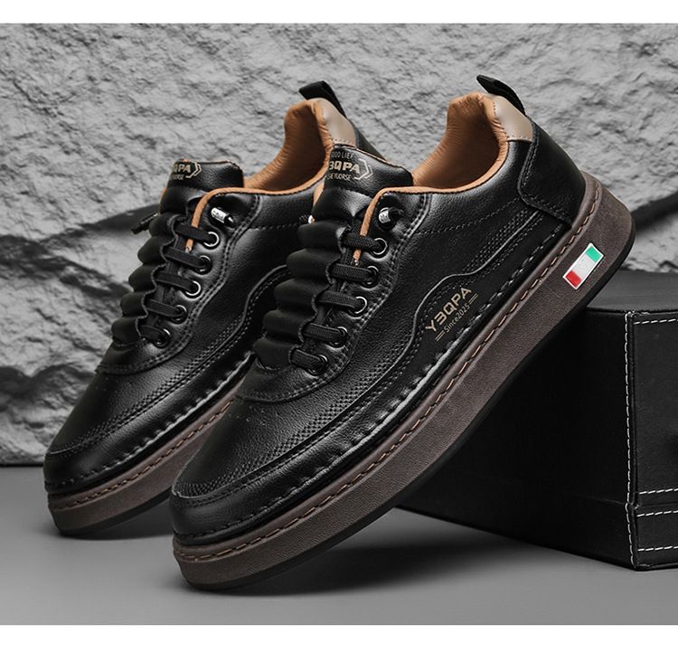 Lässige Slip-On-Sneaker für Herren – leichte, atmungsaktive Slipper aus PU-Leder mit rutschfester Sohle für den täglichen Gebrauch (Weiß/Schwarz/Beige)_voghion.com