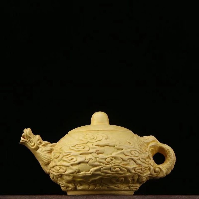 Thuja Boxwood Pumpkin Piece Plaything Ornament Craft Solid Wood Carving Handheld Pot_voghion.com