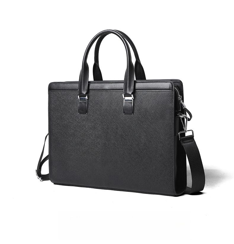 Borsa a mano da uomo, valigetta da lavoro nera, borsa a tracolla orizzontale in pelle, borsa portadocumenti a tracolla di fascia alta. Ti auguro una vita felice_voghion.com