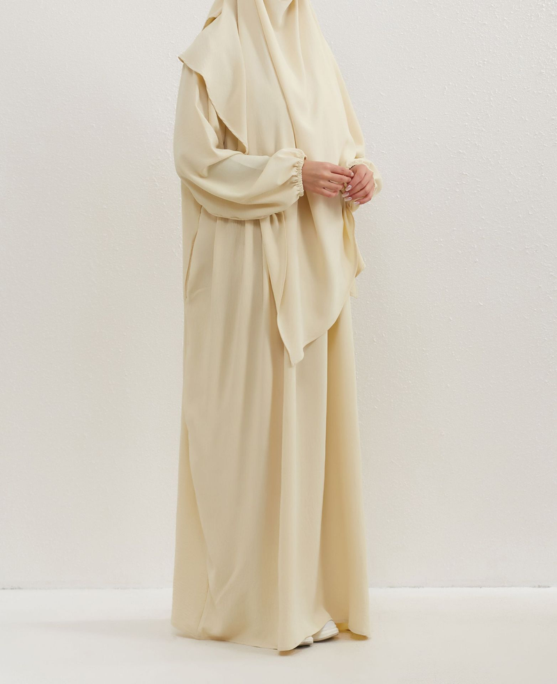 Women's Clothing Two Piece Set Solid Color Headscarf Robe Dress Ethnic Style_voghion.com