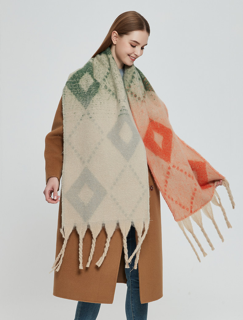 Dicker Mohairschal für Damen, Unisex, mit groben Quasten_voghion.com