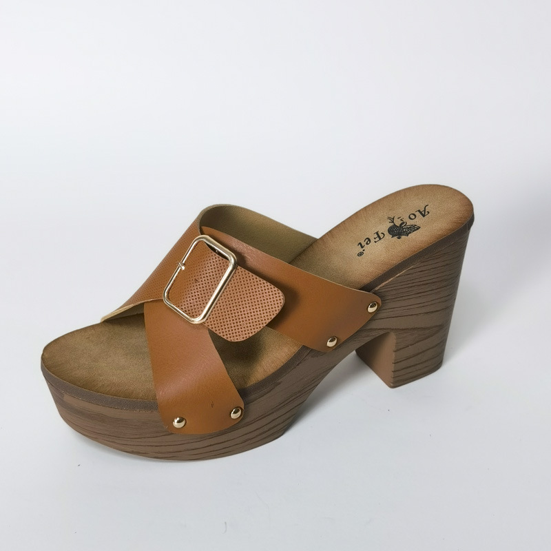 New Thick High Heel Shoes Fashion Large Slippers Women's Sandal_voghion.com