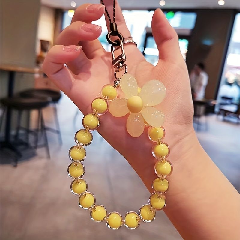 Handgemaakte bloemen macaron kleurrijke kralen polsband telefoon koord_voghion.com