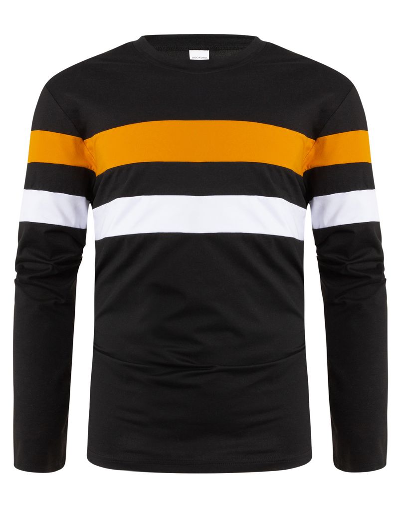 Herren-Langarmshirt mit Farbblock-Design – Weiches, gebürstetes Polyester-Basismaterial, figurbetontes Thermoshirt für Winter und Herbst, unverzichtbares Basic für den Lagenlook_voghion.com