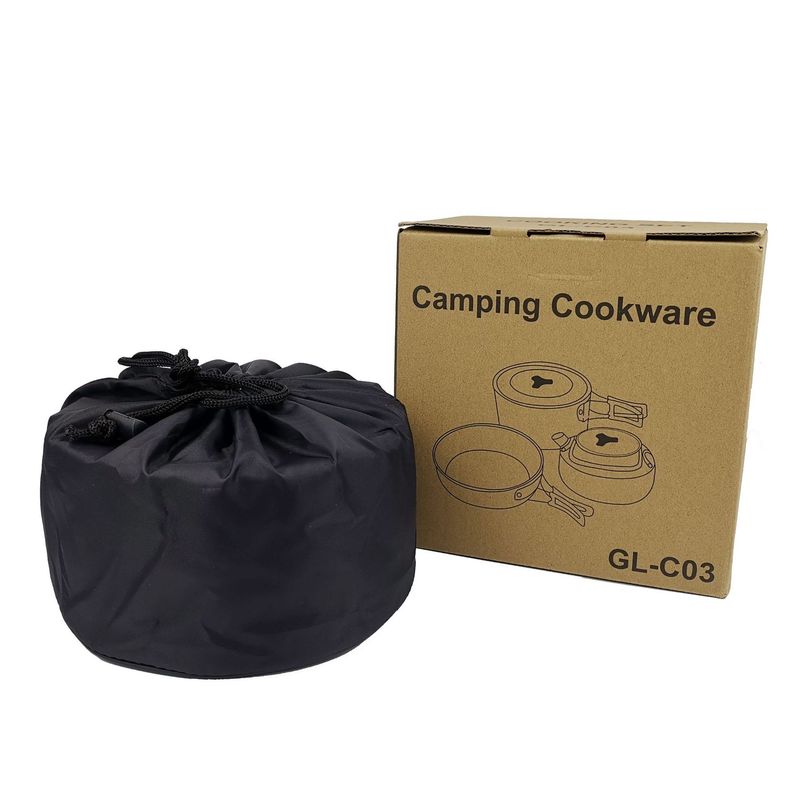 Outdoor Products Outdoor Cookware 2-3 People Camping Pot Set Folding Set Pot Teapot Combination_voghion.com