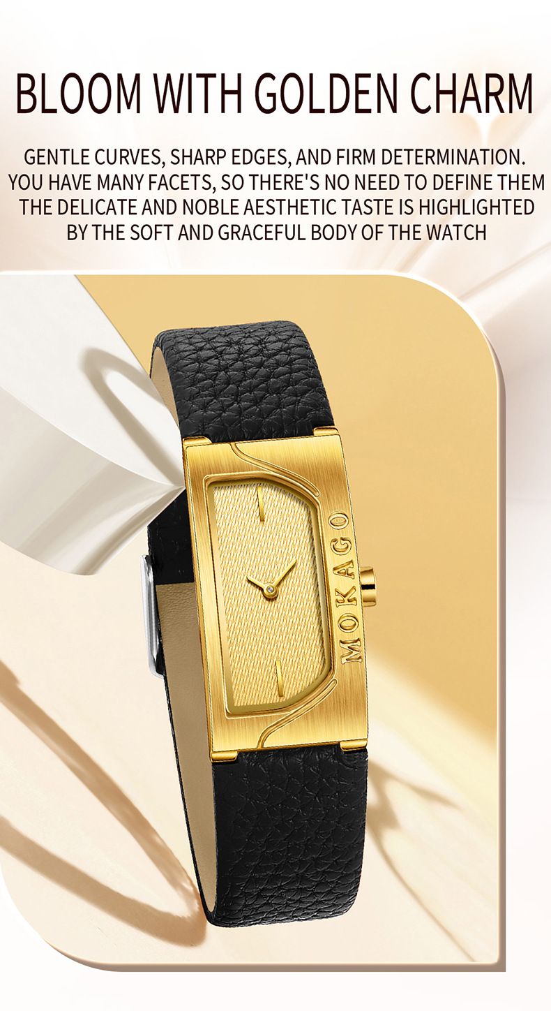 Women's Elegant Square Watch With Genuine Leather Strap, Minimalist Light Luxury Quartz Wristwatch, Waterproof For Daily Wear Quartz Watch_voghion.com