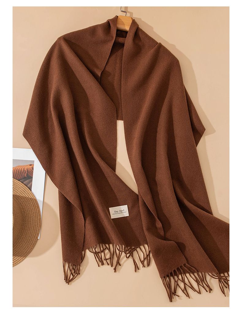 Nieuwe effen Maillard kasjmiersjaal voor dames in de herfst en winter, een high-end gevoel, veelzijdig in Koreaans_voghion.com