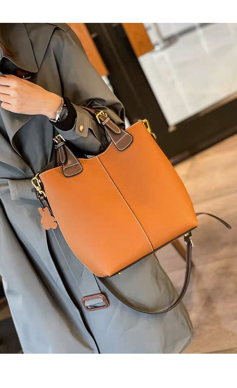 Damenhandtasche aus Leder, neue Umhängetasche mit großem Fassungsvermögen, Hauptschicht aus Rindsleder, Mutterleder._voghion.com