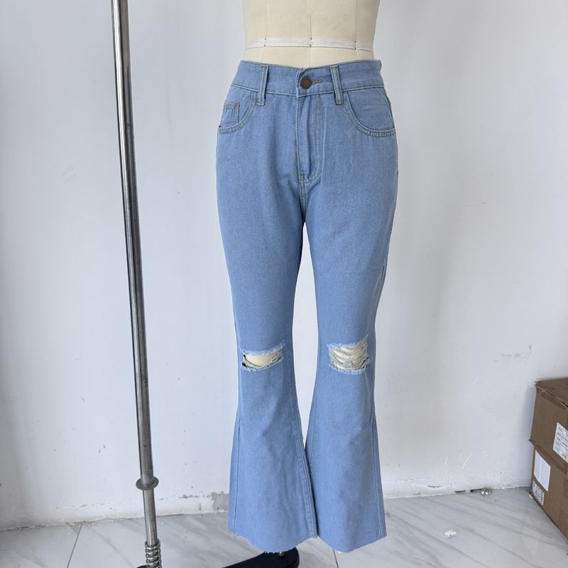 Damkläder Heta jeans med hög midja och vida ben för kvinnor_voghion.com