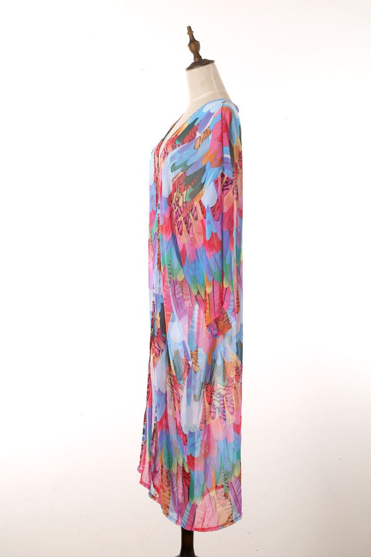 Robe de plage longue, cache-maillot, cardigan, coupe ajustée, vêtements de protection solaire, maillot de bain, chemisier, jupe portefeuille_voghion.com