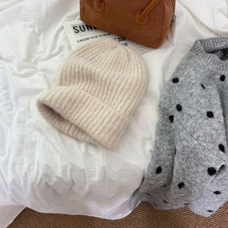 Berretto morbido da donna, in lana lavorata a maglia, con risvolto, per coppia, con paraorecchie, semplice, versatile, tinta unita, autunno inverno, caldo_voghion.com