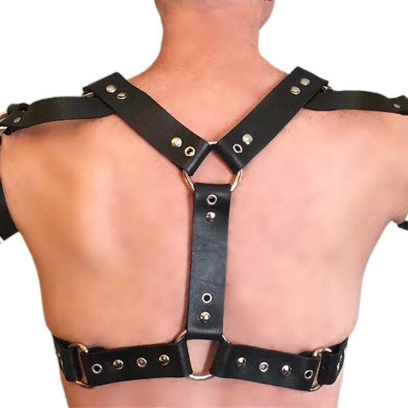 Cintura sexy in pelle per bondage da uomo, stile europeo-americano, con contrappeso e materiale LuvBox_voghion.com
