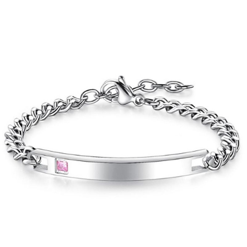Bracciale alla moda hip-hop in acciaio al titanio per coppie, regalo di San Valentino, corona, cuore, zircone, incisione_voghion.com