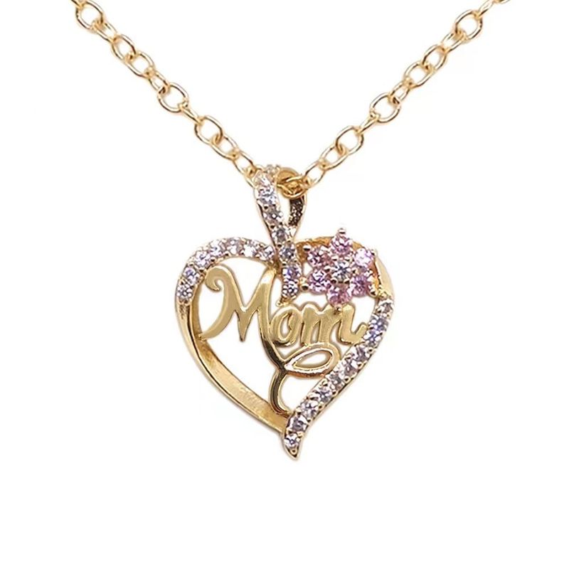 Collana versatile con fiore a forma di cuore elegante e nuova moda 2023 per donna con ciondolo semplice MOM di lusso leggero in zircone intarsiato_voghion.com