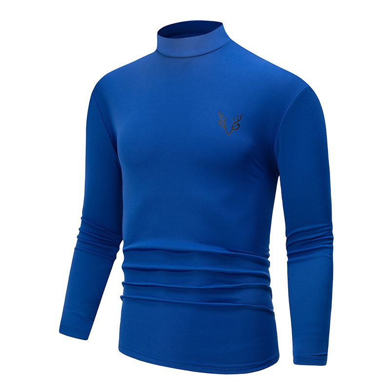 Overseas Platform Special Code Men's Autumn Winter Fashion Half Turtleneck Solid Color Base Shirt Casual Underwear_voghion.com