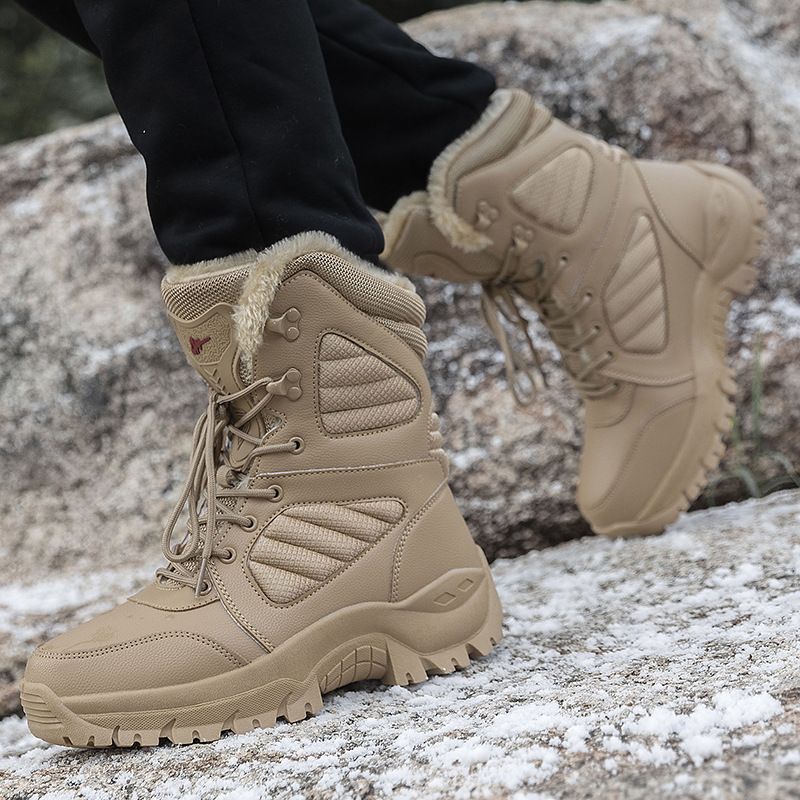 Warm High Top Hiking And Skiing Training Boots, High Top Combat Military Boots, Hiking Shoes_voghion.com