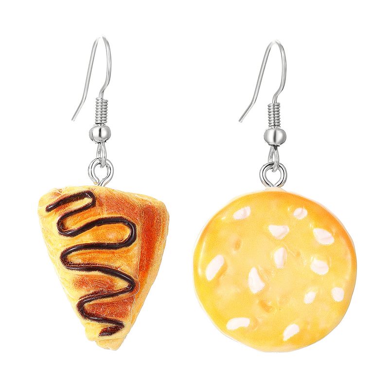 1 Set 1 Pair Cute Saturday Donuts Poached Egg Stoving Varnish Plastic Resin Drop Earrings_voghion.com