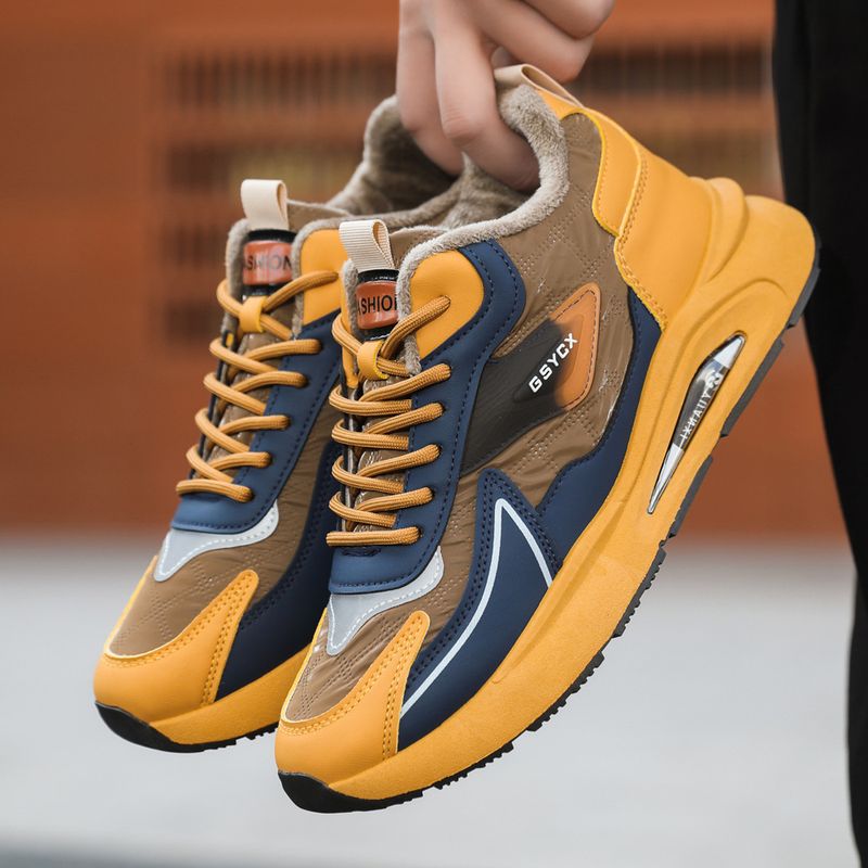 Stivali da neve invernali da uomo in pelle e lana integrati, spessi e foderati in pile, caldi e impermeabili, in cotone doppio del nord-est_voghion.com