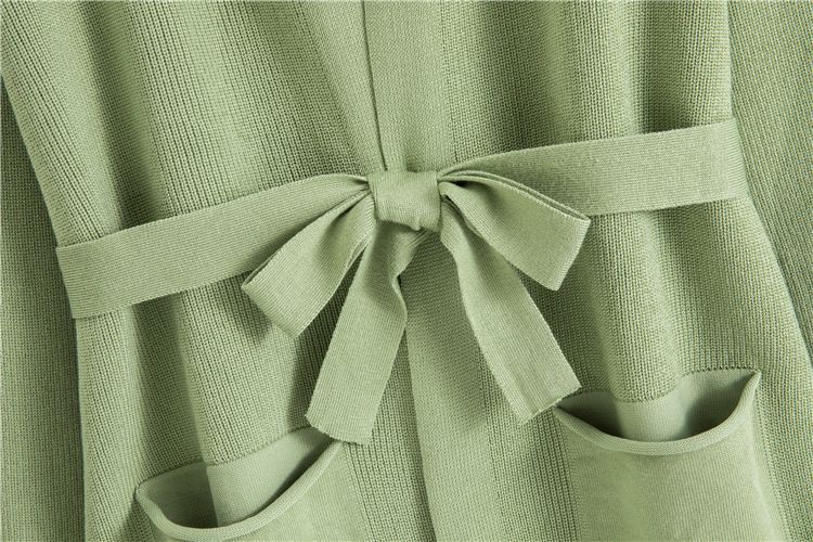 Elegantes Damen-Strickset für den Herbst: Rock und Strickjacke – V-Ausschnitt, lockerer Schnitt, langer Rock mit passendem Strickoberteil (erhältlich in Beige und Khaki)_voghion.com