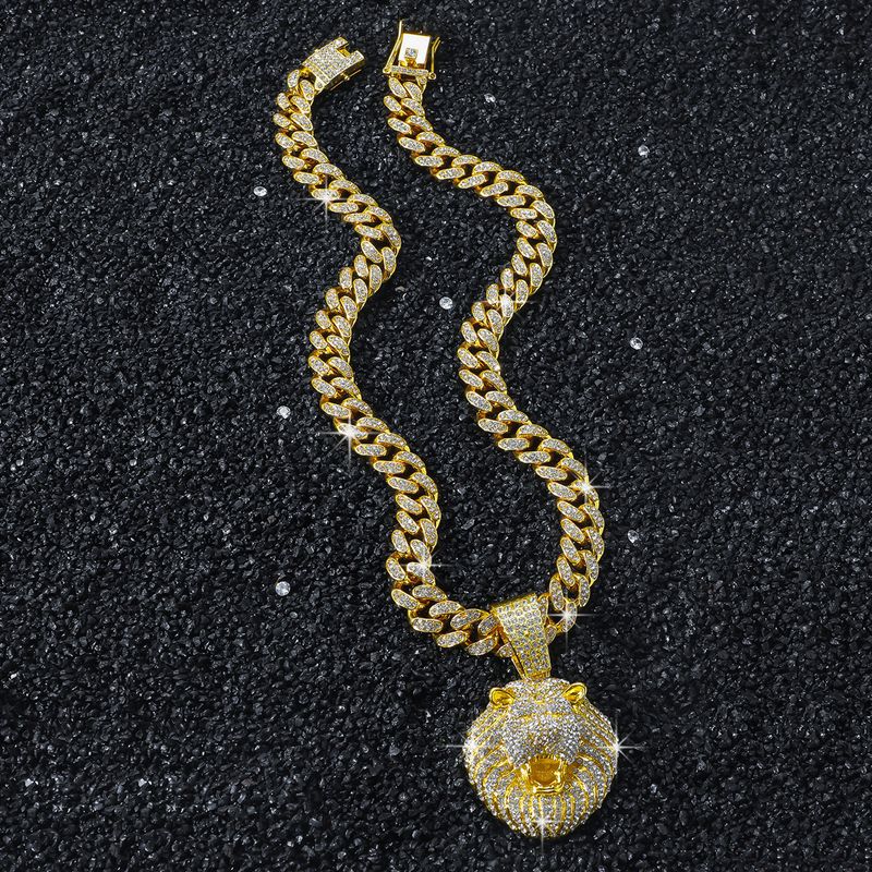 European And American New Men's Chain Hip-hop Style Personalized Animal Lion Pendant Necklace_voghion.com