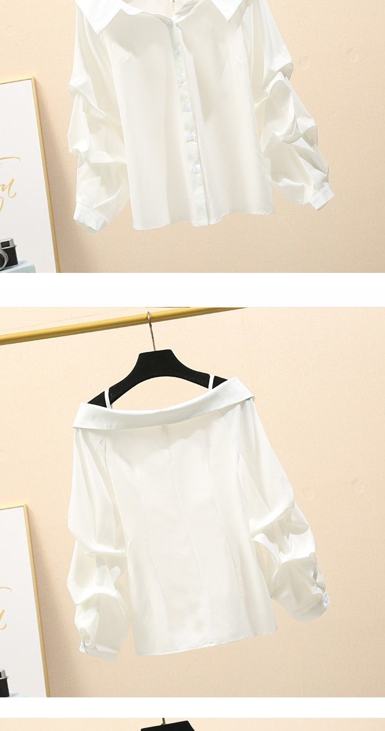 Vêtements pour femmes, hauts à une épaule pour femmes, début d'automne, nouveaux modèles de chemises de niche, chemises élégantes et soignées révélant la clavicule_voghion.com