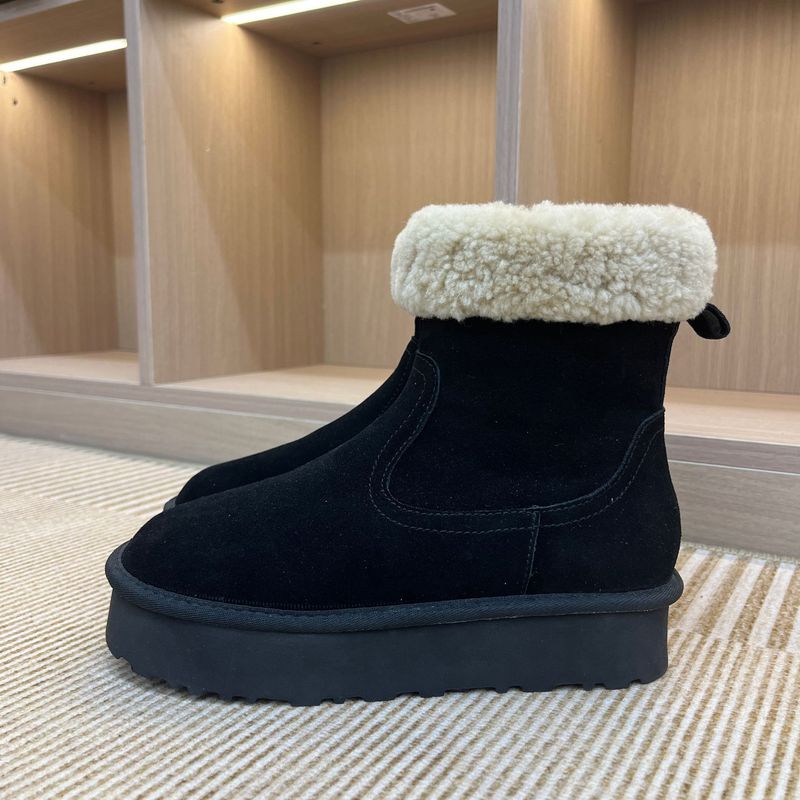 Henan Sangpo Sheepskin Mid-Calf Thick-Soled Curly Martin Snow Boots With Cotton And Thickened Wool Wedge Heel For Warmth_voghion.com