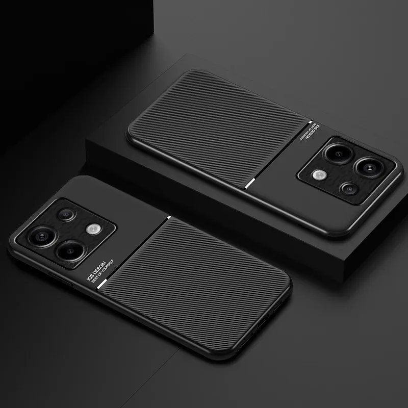 Til Xiaomi X6 M6 Skinn Magnetisk Bilholder Telefondeksel POCO X5 X4 F5 Pro M4 X3 F3 F4 GT Støtsikkert Bakdeksel_voghion.com