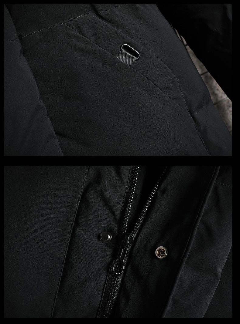 Übergroßer Wintermantel mit Kapuze für Herren mit dicker Polyesterfaserfüllung, langer Freizeitparka für kaltes Wetter (Grau/Schwarz/Grün)_voghion.com