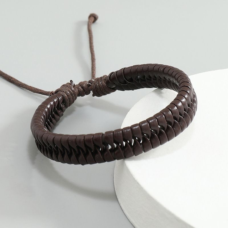 Bracelet en cuir tissé fait main, accessoires de style punk, simple, tendance, bijoux tendance, tendance, tendance, tendance_voghion.com