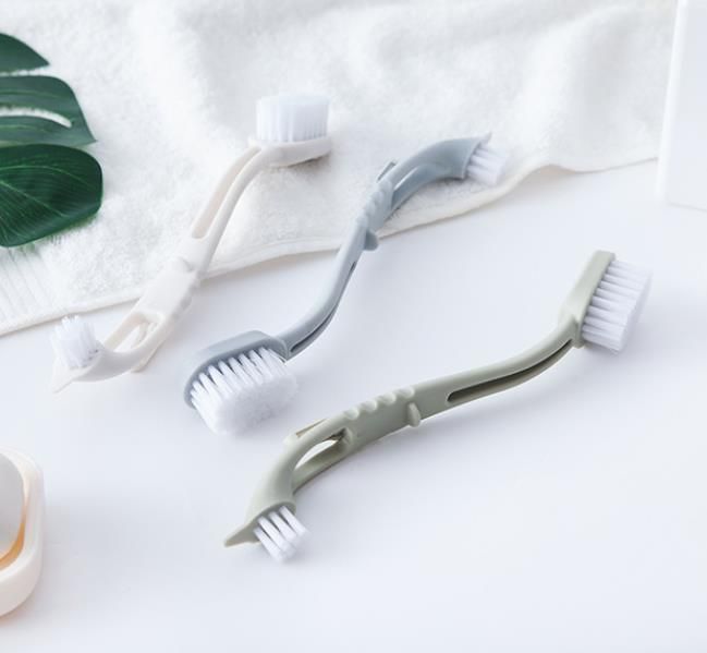 Aufhängbare Schuhreinigungsbürste für das Badezimmer mit Doppelkopf und langem Griff, Schuhwaschbürste, multifunktionale Reinigungsbürste mit weicher Bürste_voghion.com