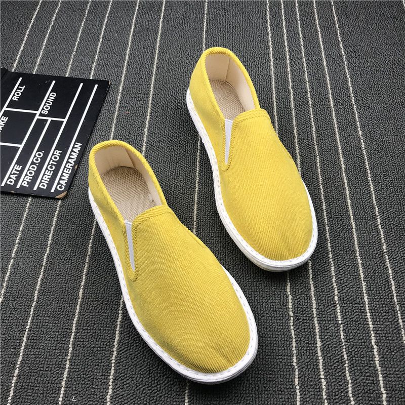 Ademende gele stoffen schoenen, casual instappers voor koppels_voghion.com