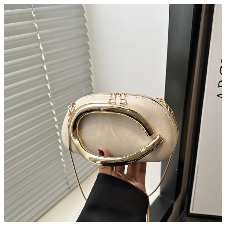 Borsa a tracolla con catena e manico in metallo, classica, rotonda, da sera, alla moda, per donna_voghion.com