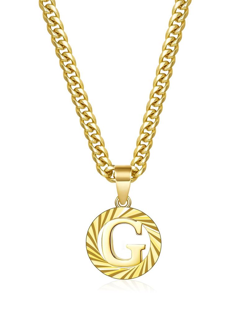Hot TK Selling Hollow Round 26 Letter Necklace Simple Style Clavicle Chain Non-Fading Jewelry_voghion.com