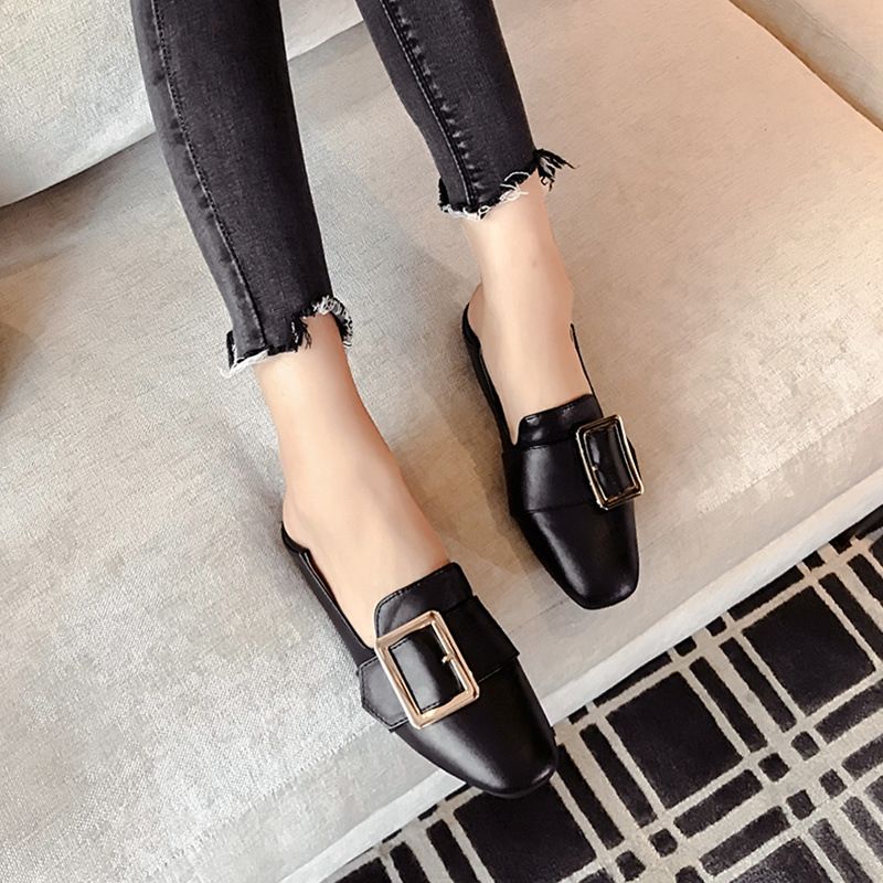 Single shoes women's new spring and summer small leather shoes one pedal women's shoes flat bottom versatile autumn_voghion.com