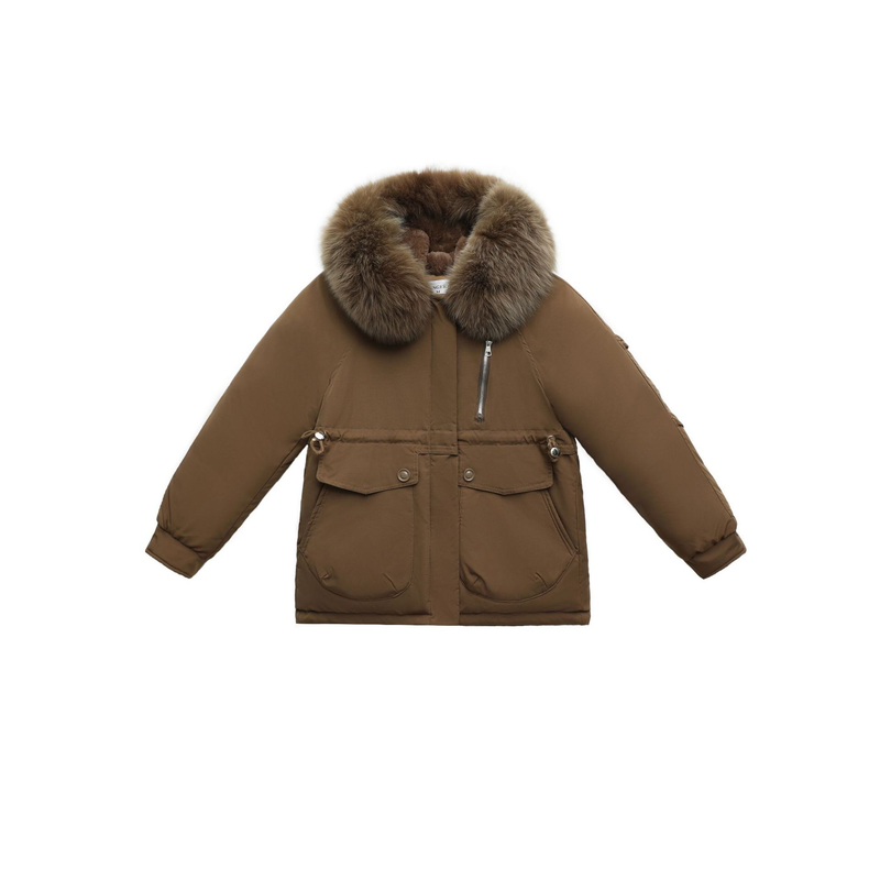 Women's short plush inner pie to overcome waist slim-fit warm cotton-padded jacket_voghion.com