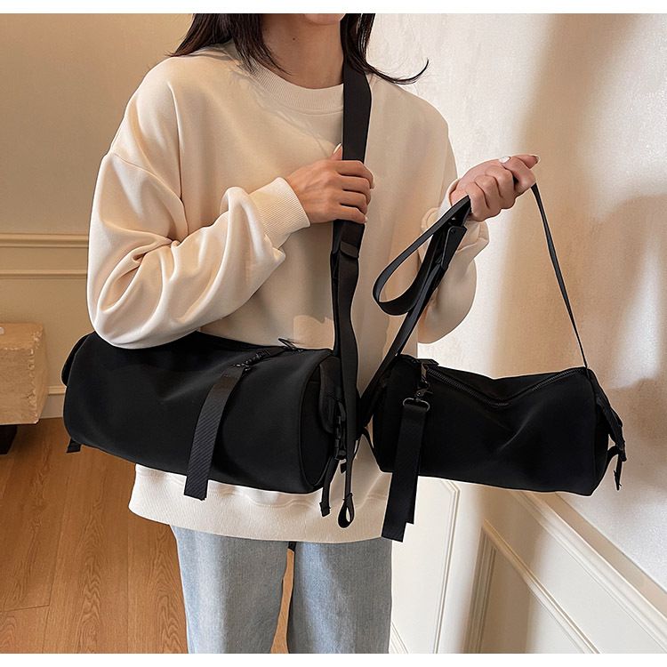 Borsa a secchiello da donna, borsa cilindrica alla moda, borsa a tracolla monospalla, semplice e casual, design sportivo impermeabile._voghion.com