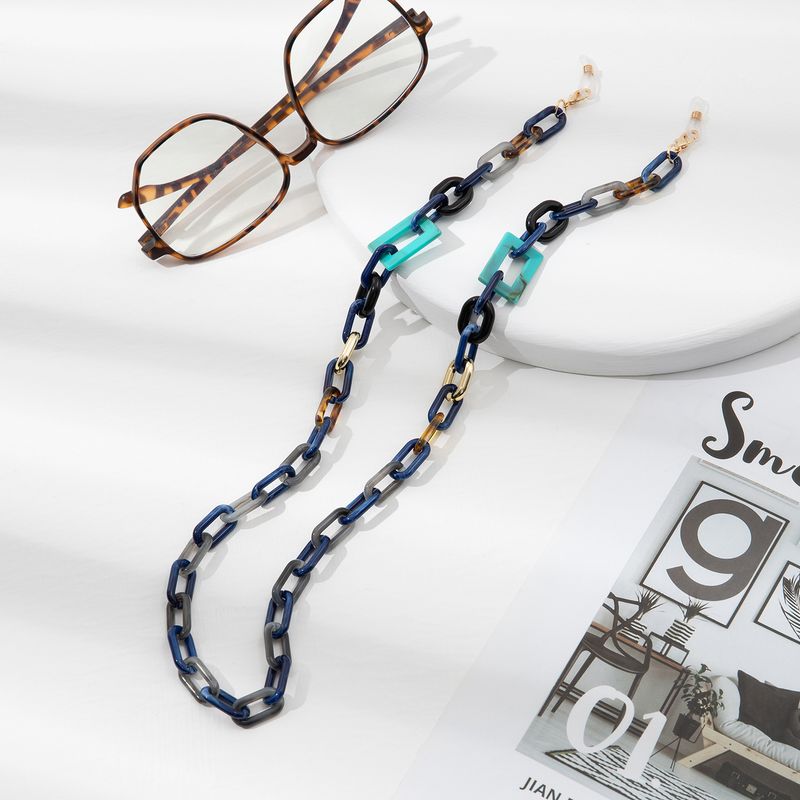 Fashionable Trendy Colorful Mixed Color Glasses Geometric Ring Buckle Hanging Chain Acrylic Resin_voghion.com