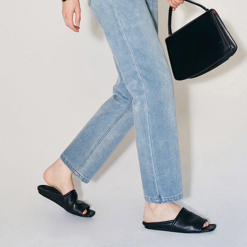 Ægte læder niche strand fritid brede flade sandaler til kvinder 2024 nye sommer enkle alsidige sandaler_voghion.com