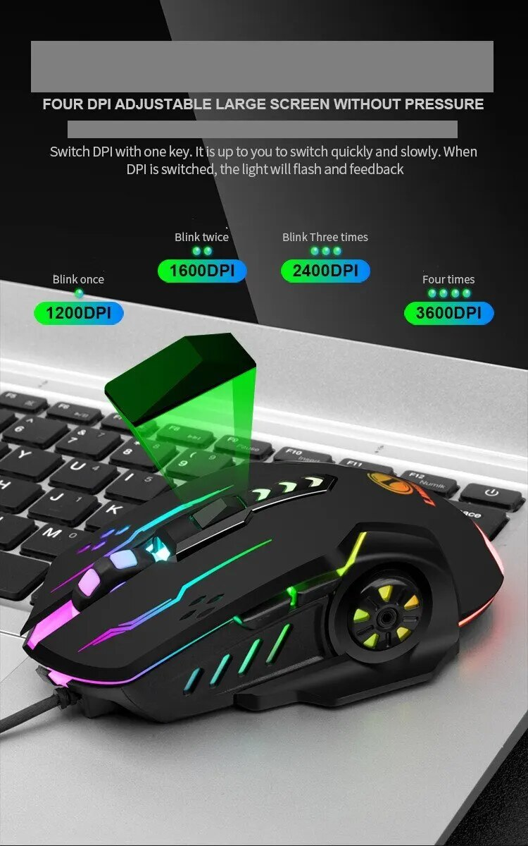 Przewodowa mysz mechaniczna do gier USB Luminous Light Regulowana optyczna mysz dla graczy do gier komputerowych_voghion.com