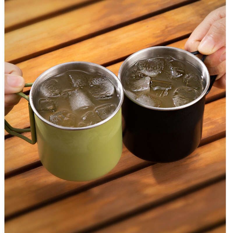 Klappbecher 304 Edelstahl Outdoor Hängende Klappkaffee-Tee-Camping-Schneetasse_voghion.com