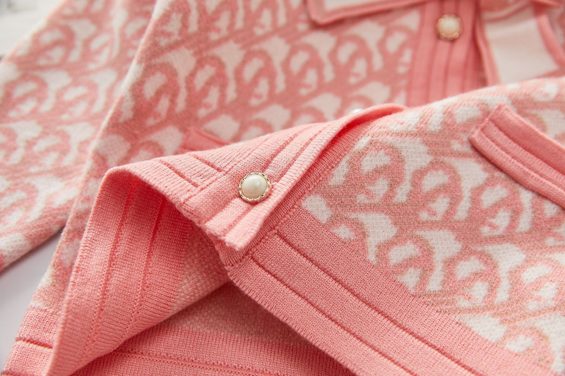 Girls' Sweater 2022 Autumn/Winter Small Fragrant Wind Children's Knitted Cardigan+Half Skirt Two Piece Set_voghion.com