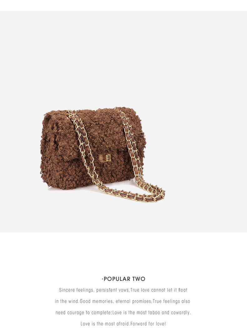 Borsa da donna nuova Maidu Borsa a tracolla in peluche nuova invernale Borsa da donna piccola in pelliccia profumata Tracolla a catena Borsa a tracolla singola in agnello_voghion.com