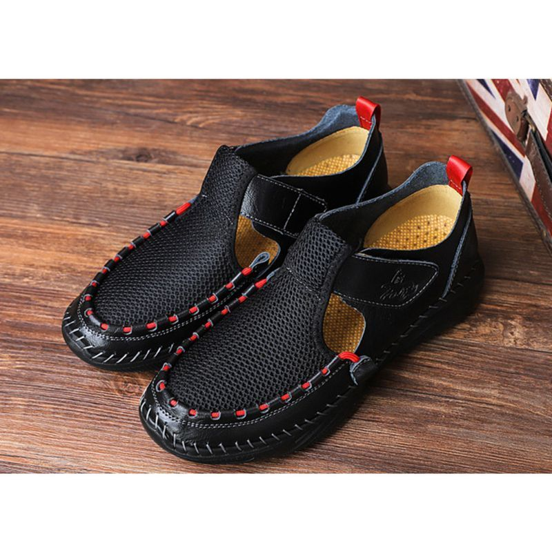 Zapatos deportivos ligeros con punta cerrada para hombre, sandalias de cuero informales para senderismo al aire libre, zapatillas de playa de verano_voghion.com