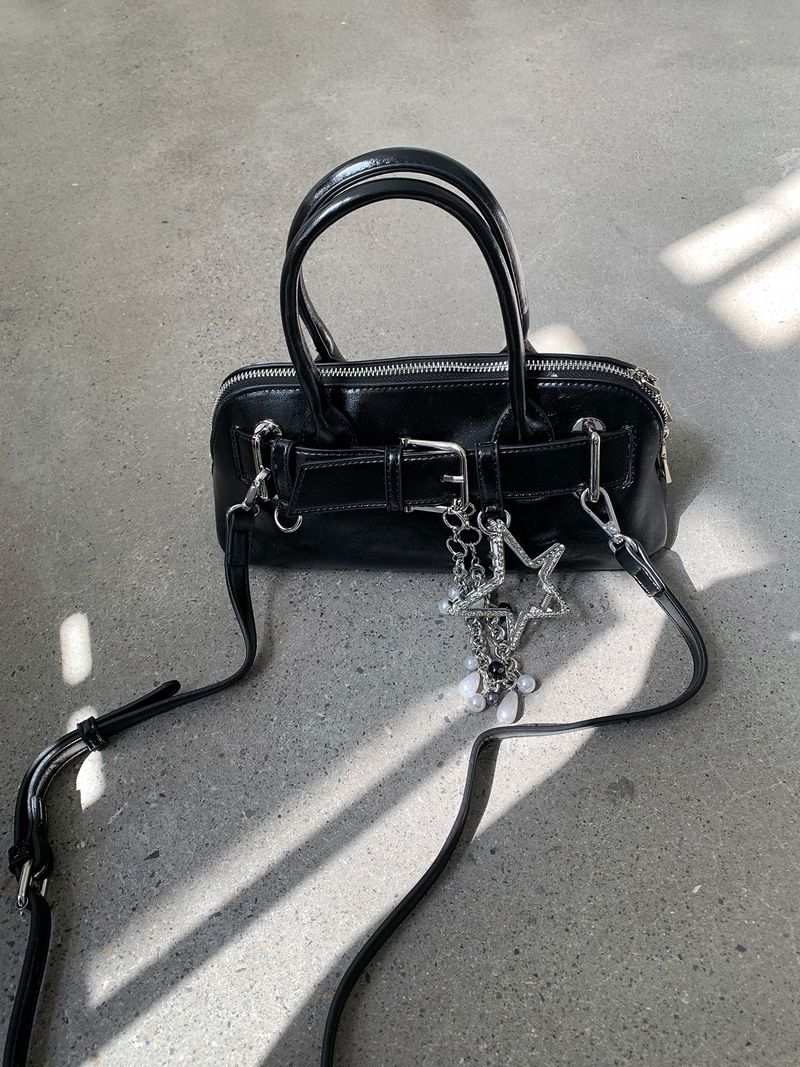 Tote Doppelreißverschluss Tote Bowling Gürtel Dekoration Single Shoulder Crossbody Bag_voghion.com