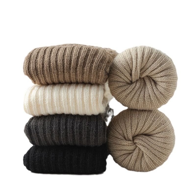 24 Herbst-Winter-neue warme Fleece koreanischen Stil faul Doppelnadel lässig lange Tube Wadensocken Beinlinge_voghion.com