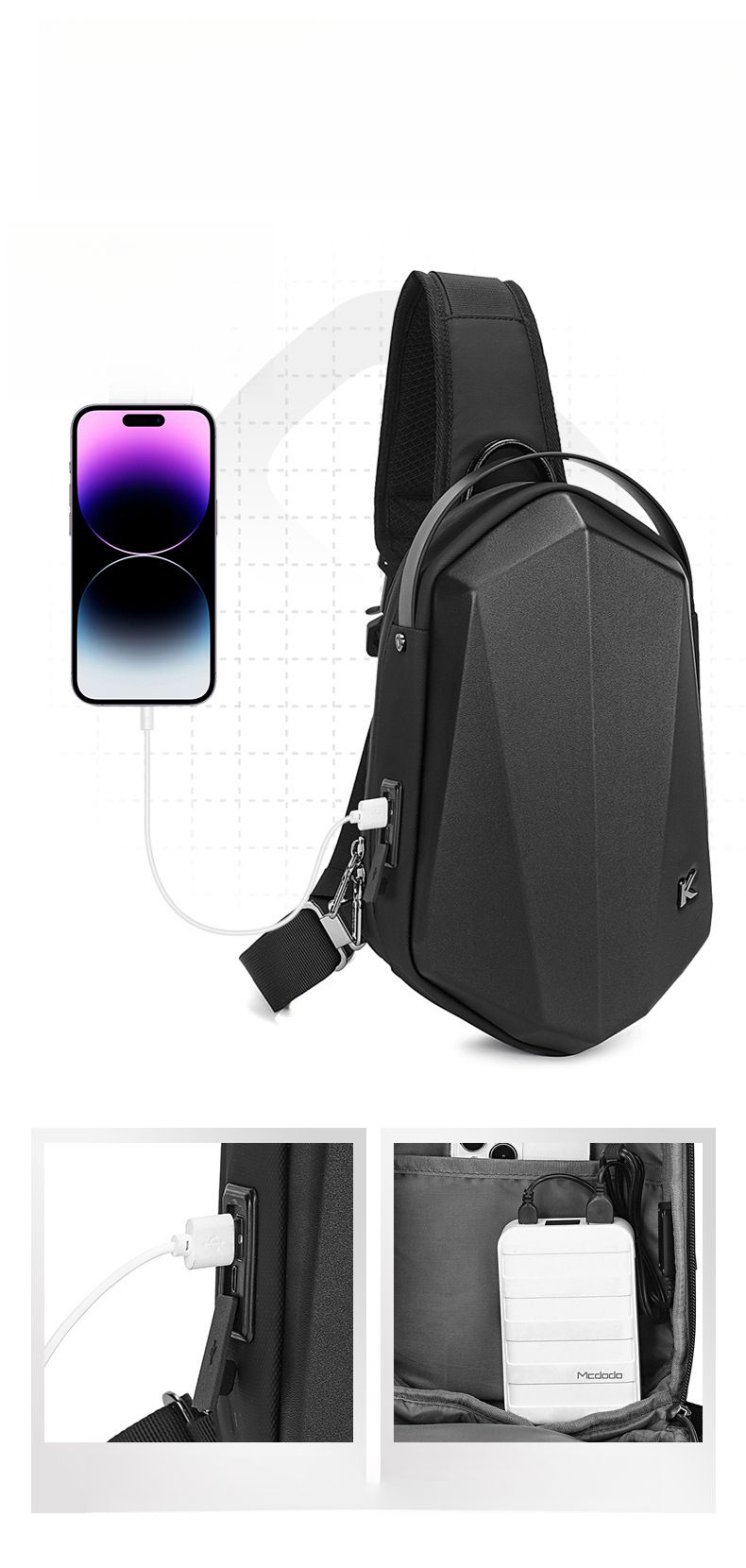 Sac à bandoulière imperméable pour homme, sacoche de poitrine, tendance, polyvalent, automne/hiver 2025_voghion.com