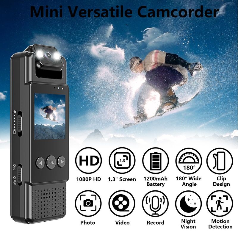 HD 1080P Portable Sports Camera – 1800° Rotating Action Cam For Outdoor, Meetings & Recording_voghion.com