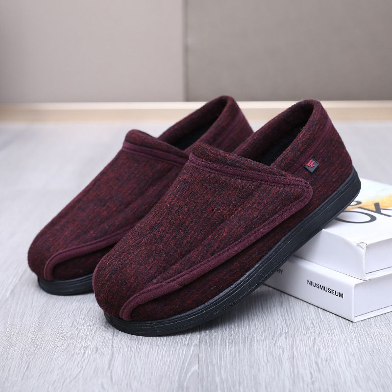 Ziwa Ge Winter New Warm Fleece-Lined Thickened Cloth Widened Velcro Shoe Top Openable Comfortable Cotton Shoes_voghion.com