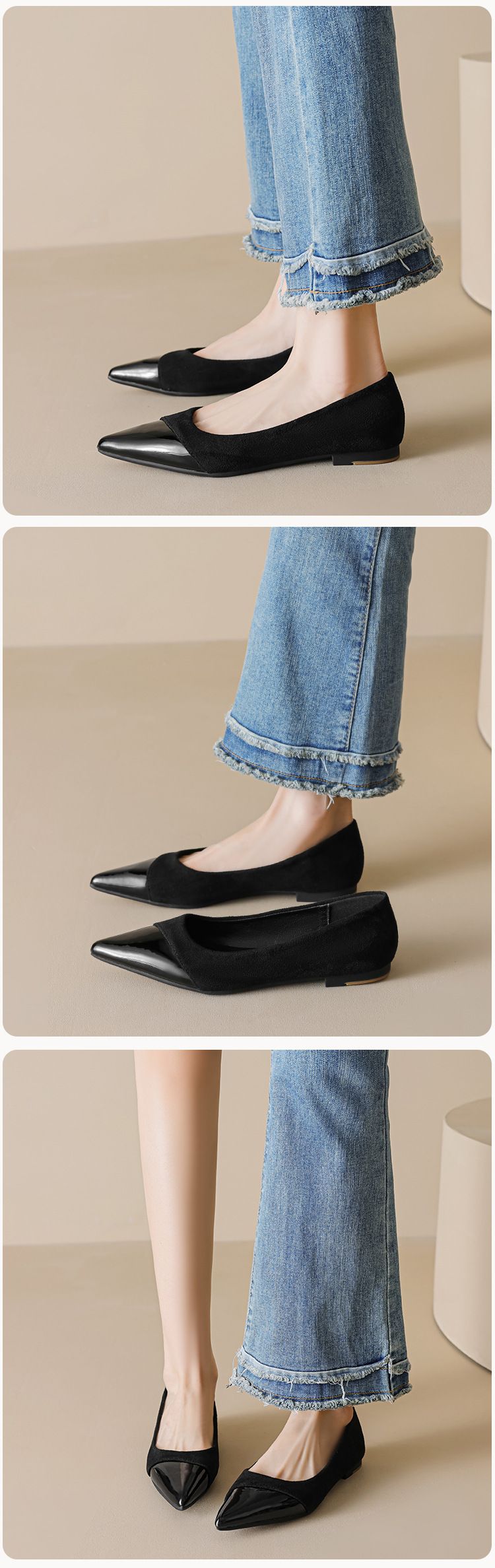 Sapatos baixos nude com bico fino francês, sapatos femininos individuais, sapatos femininos para grávidas, sapatos femininos para noite, um pedal_voghion.com