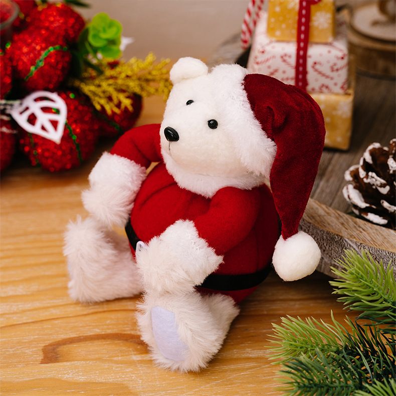 Décoration de poupée d'ours de Noël en peluche, ornement d'ours de Noël en peluche, cadeau pour enfants, jouet de poupée de Noël_voghion.com